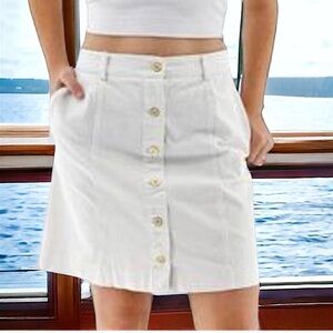 Izod White Button-Front Jean Skirt